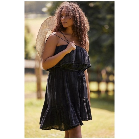 DAILY PRACTICE BY ANTHROPOLOGIE BLACK KYLIE KONA STRAPLESS DRESS - Picture 11 of 15